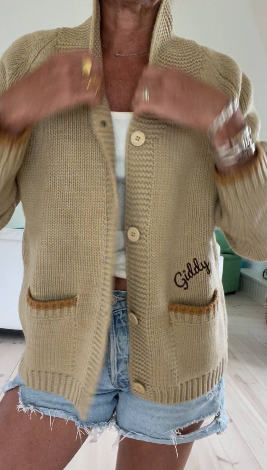 Vintage Horseshoe Varsity Cardigan in Camel: Xs/s