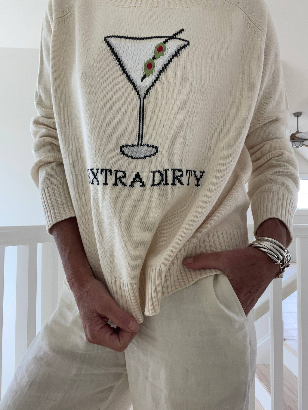 Extra Dirty Martini Cotton Sweater Ivory: M