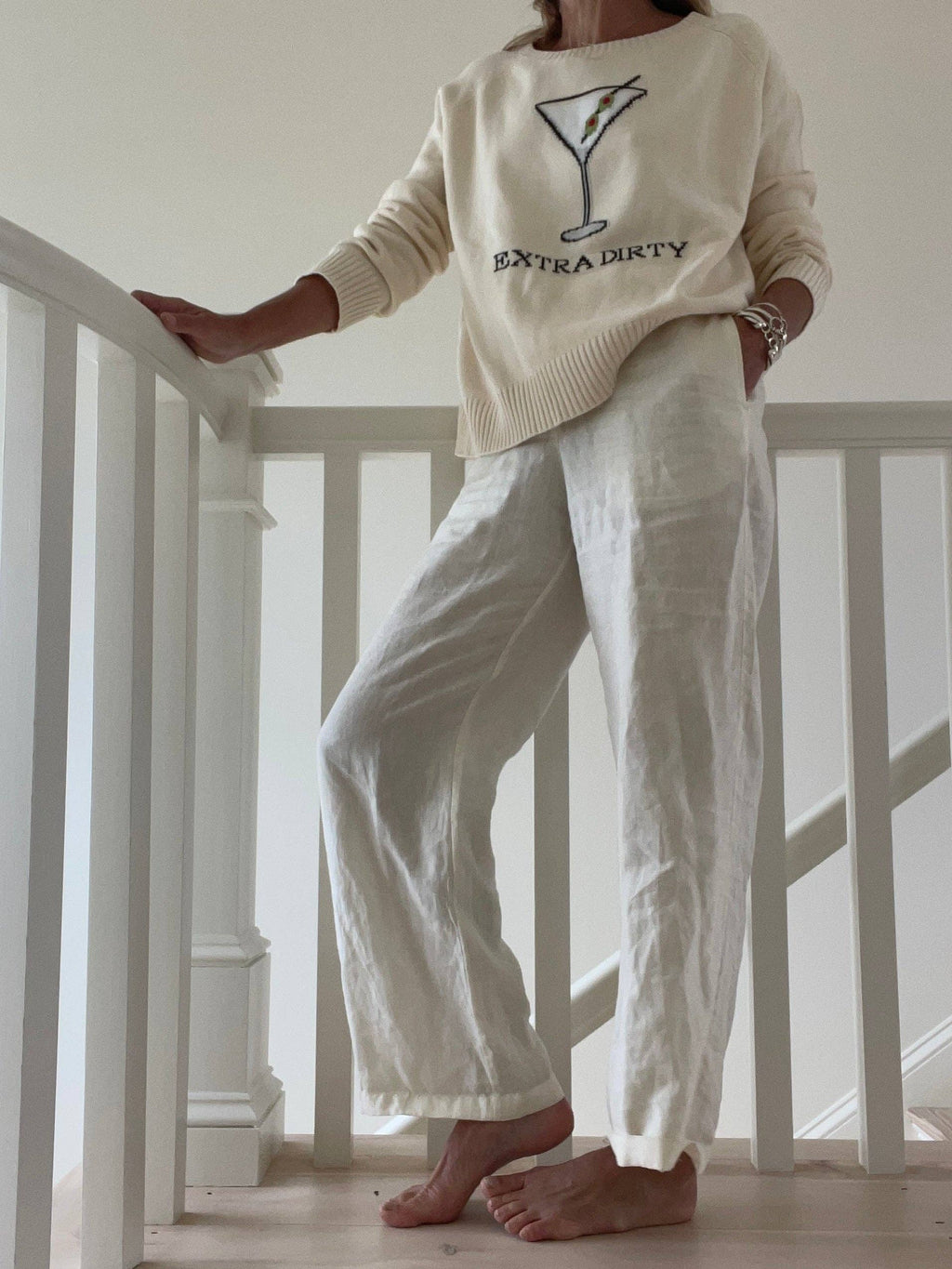 Extra Dirty Martini Cotton Sweater Ivory: M