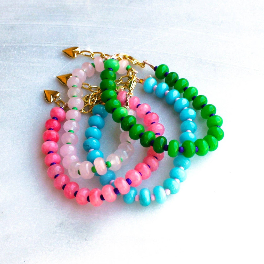 Candy Stone Beaded Bracelet: Aqua