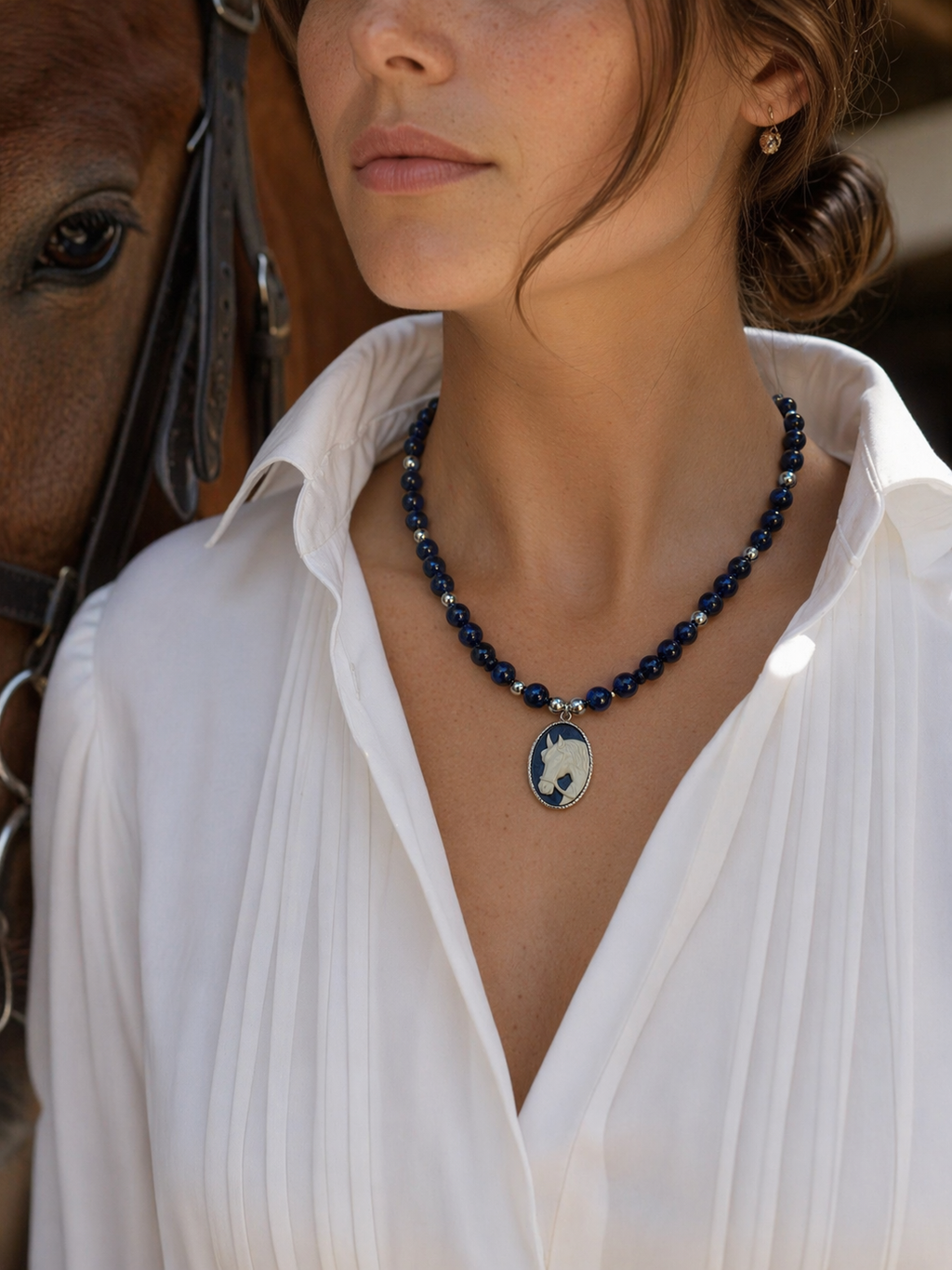 The Midnight Equestrian Cameo Necklace