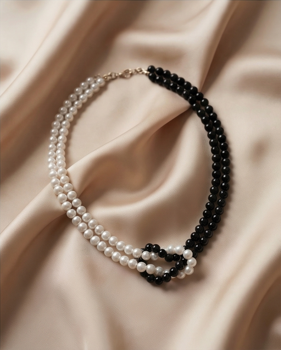The Classics Pearl and Onxy Infinity Necklace