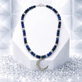 The Montana Night Natural Lapis and Pave Diamond Moon Necklace