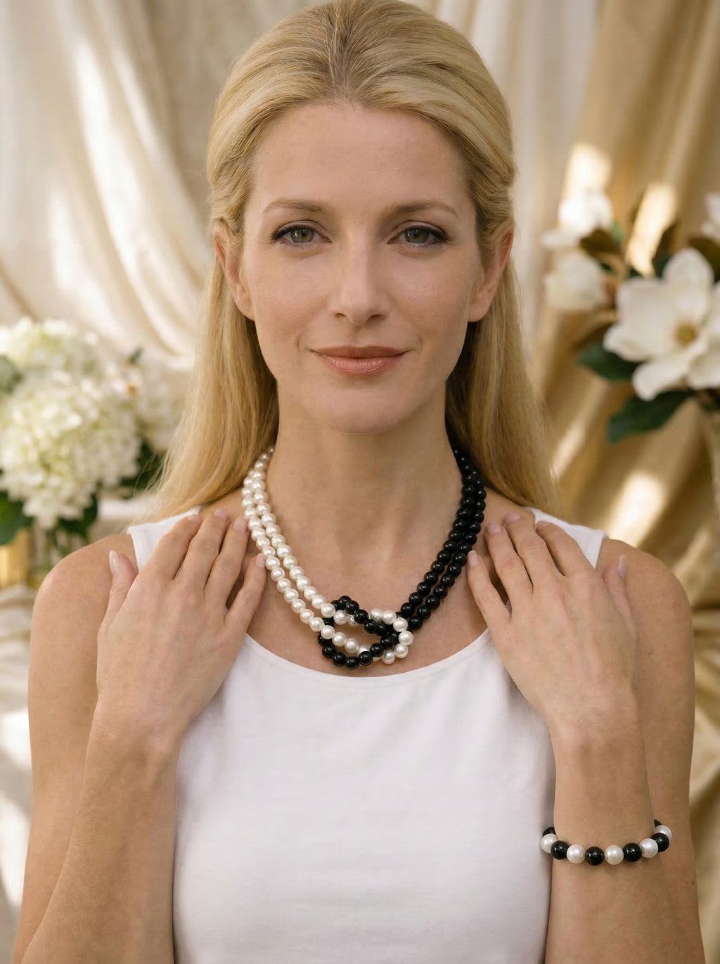 The Classics Pearl and Onxy Infinity Necklace