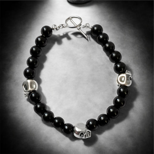 Black Onyx Skull Bracelet
