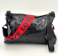 New Nancy Wristlet/ Crossbody Bag: Black Star-Red Love Strap