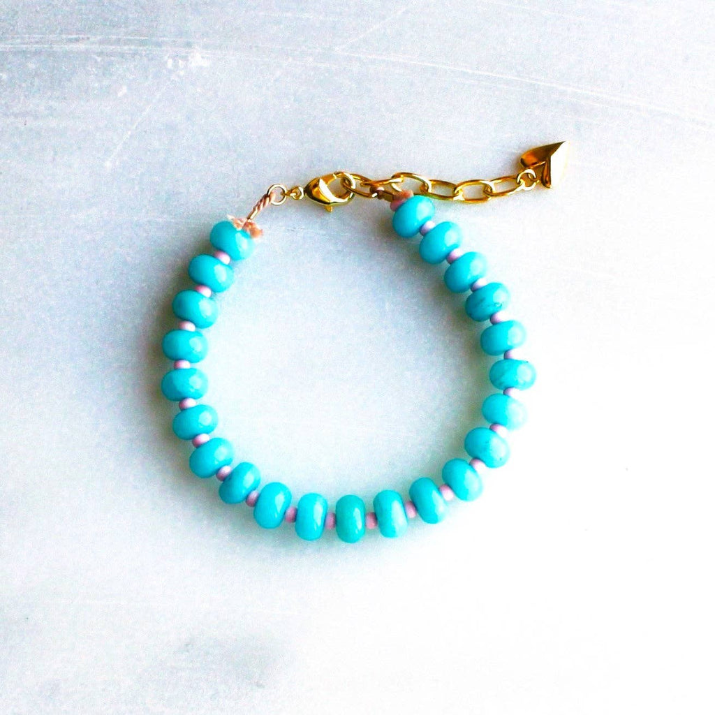 Candy Stone Beaded Bracelet: Aqua