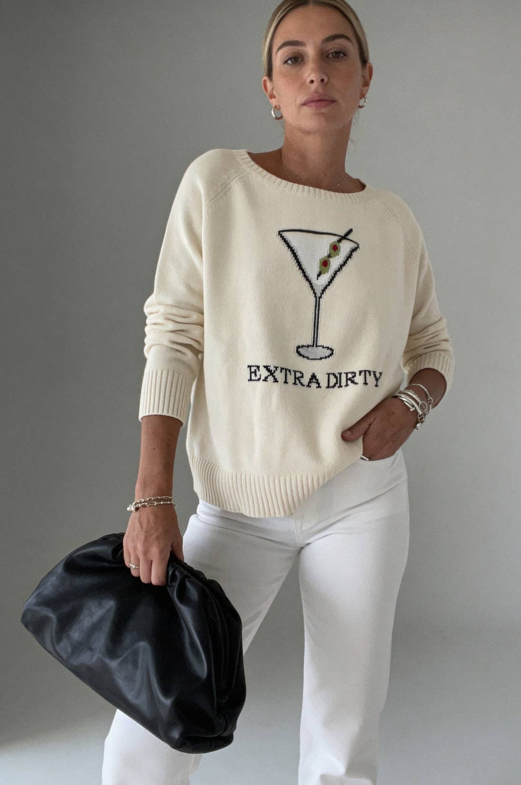 Extra Dirty Martini Cotton Sweater Ivory: M