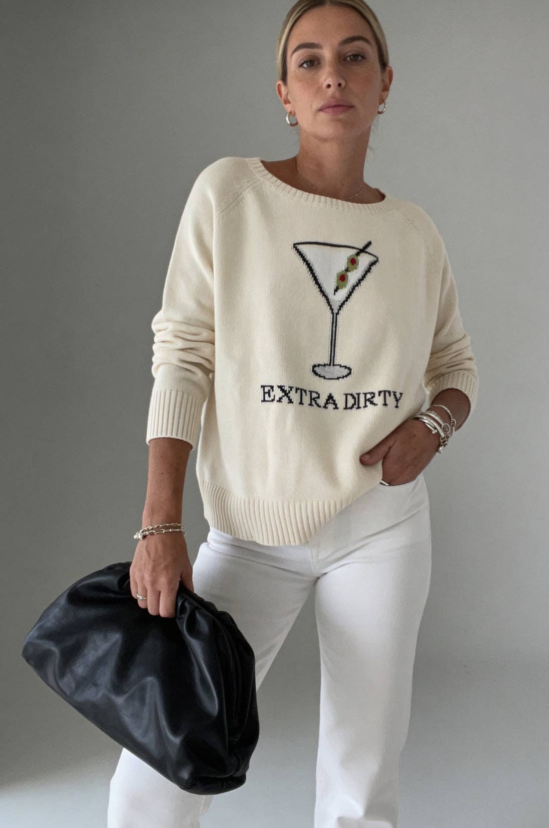 Extra Dirty Martini Cotton Sweater Ivory: M