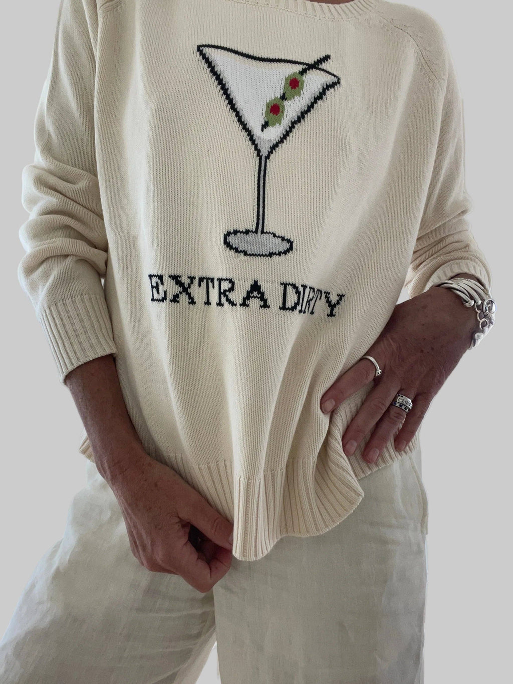 Extra Dirty Martini Cotton Sweater Ivory: M